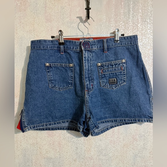 Big B.U.M Equipment Denim Blue Jean Shorts With Zippers On Both Sides, Sz 13 - Picture 1 of 9
